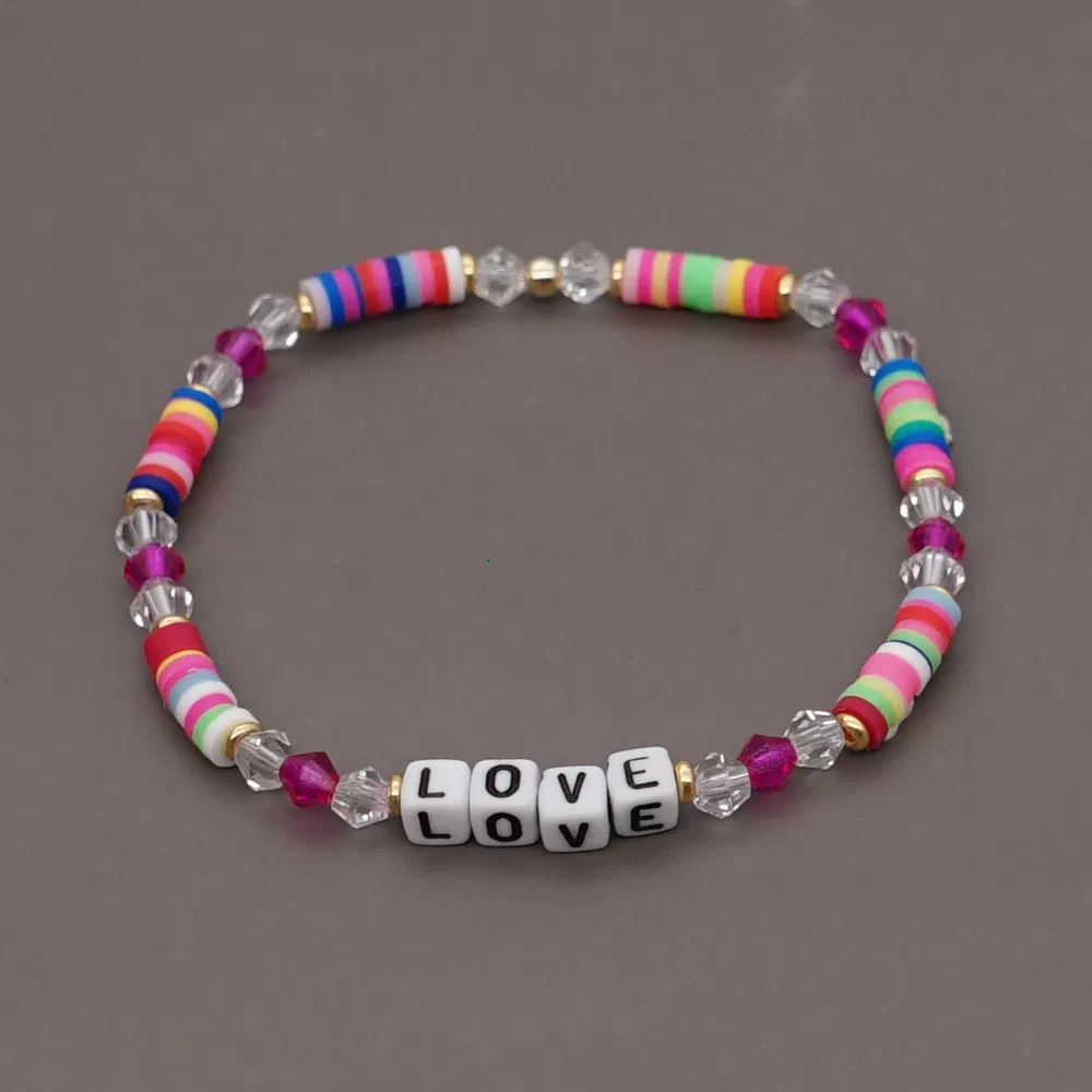 Mlgm Crystal Bead Jewelry Newest Design Simple Bohemian Amazon Love Letters Color Beading Polymer Clay Beads Bracelet for Lady Gift China Original Factory
