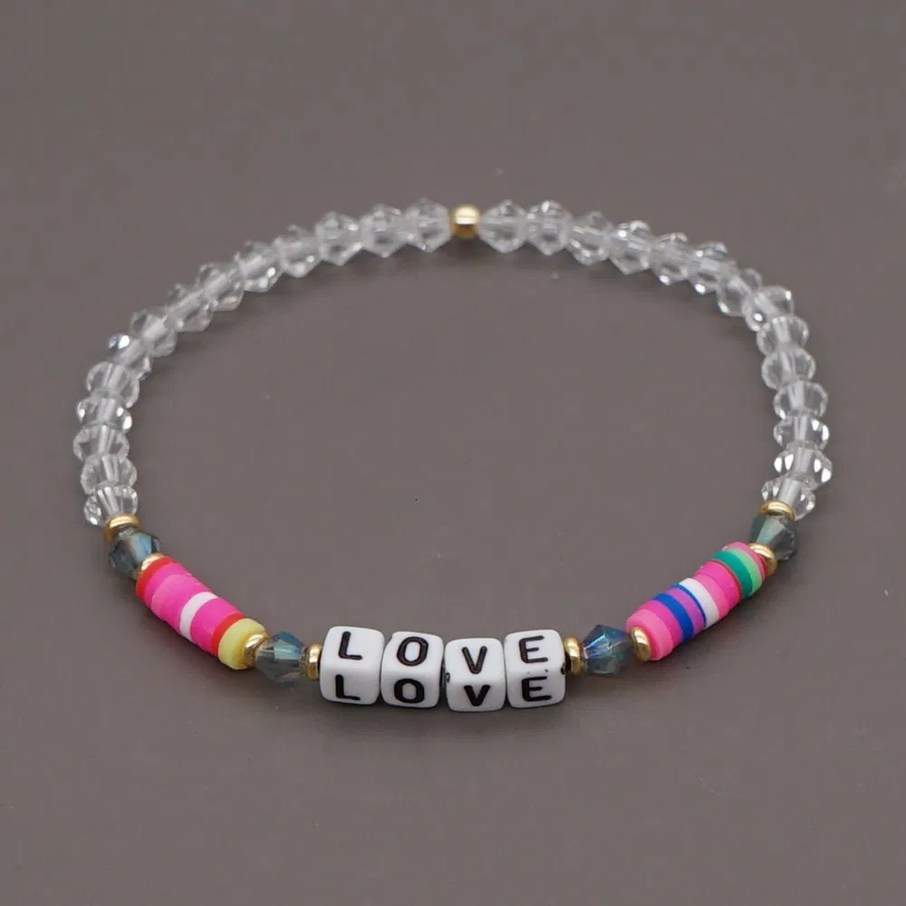 Mlgm Crystal Bead Jewelry Newest Design Simple Bohemian Amazon Love Letters Color Beading Polymer Clay Beads Bracelet for Lady Gift China Original Factory