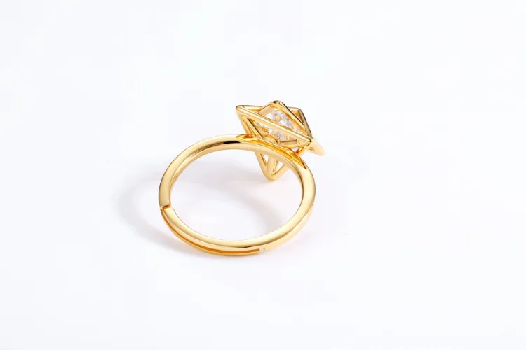 Modern New Design 5A CZ Rings 925 Sterling Silver Triangle Geometric Ring