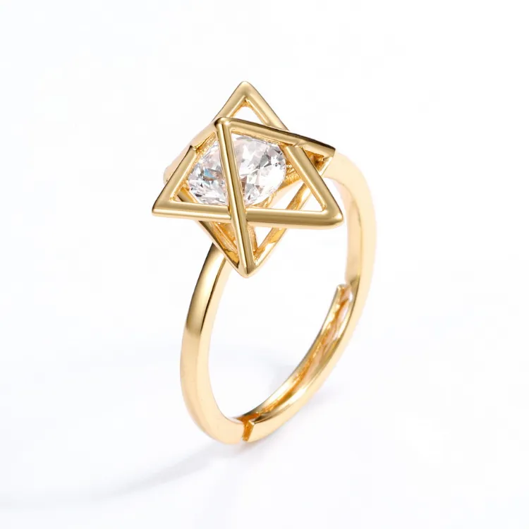Modern New Design 5A CZ Rings 925 Sterling Silver Triangle Geometric Ring