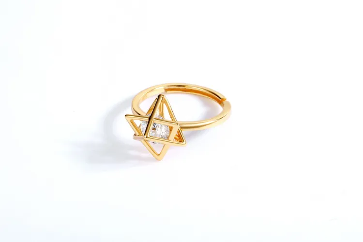 Modern New Design 5A CZ Rings 925 Sterling Silver Triangle Geometric Ring