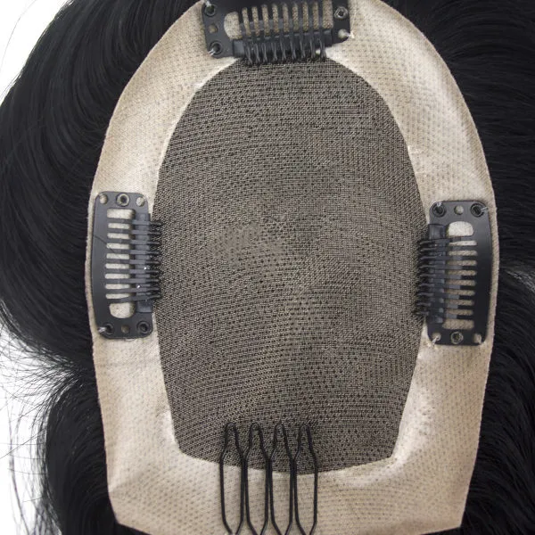 Mono Hairpiece with Npu All Around and Clips Human Hair Bang