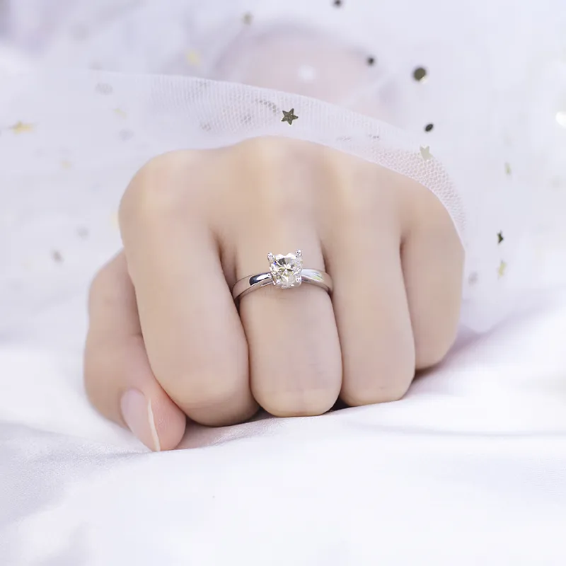 Ms-542 Custom Jewelry 925 Silver Champagne Heart Cut Moissanite Ring