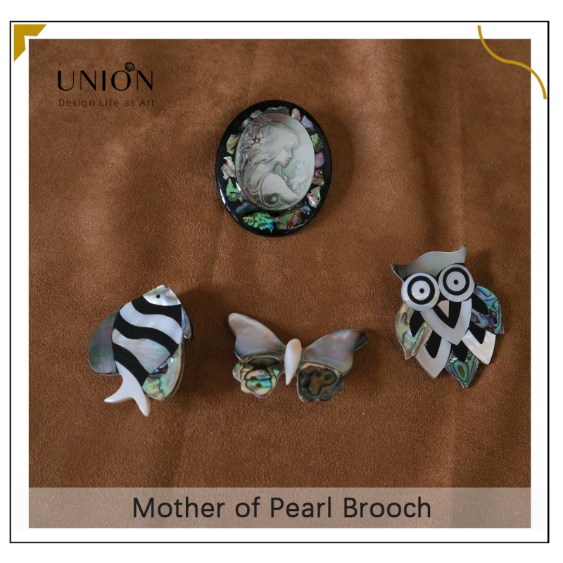 Natural Mother of Pearl Inlay Brooches Alloy Collar Brooch Pins Corsage Jewelry for Women