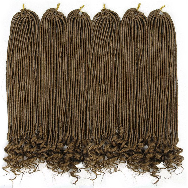 Natural Straight Goddess Faux Locs Crochet Hair with Curly Ends 24strands/Pack