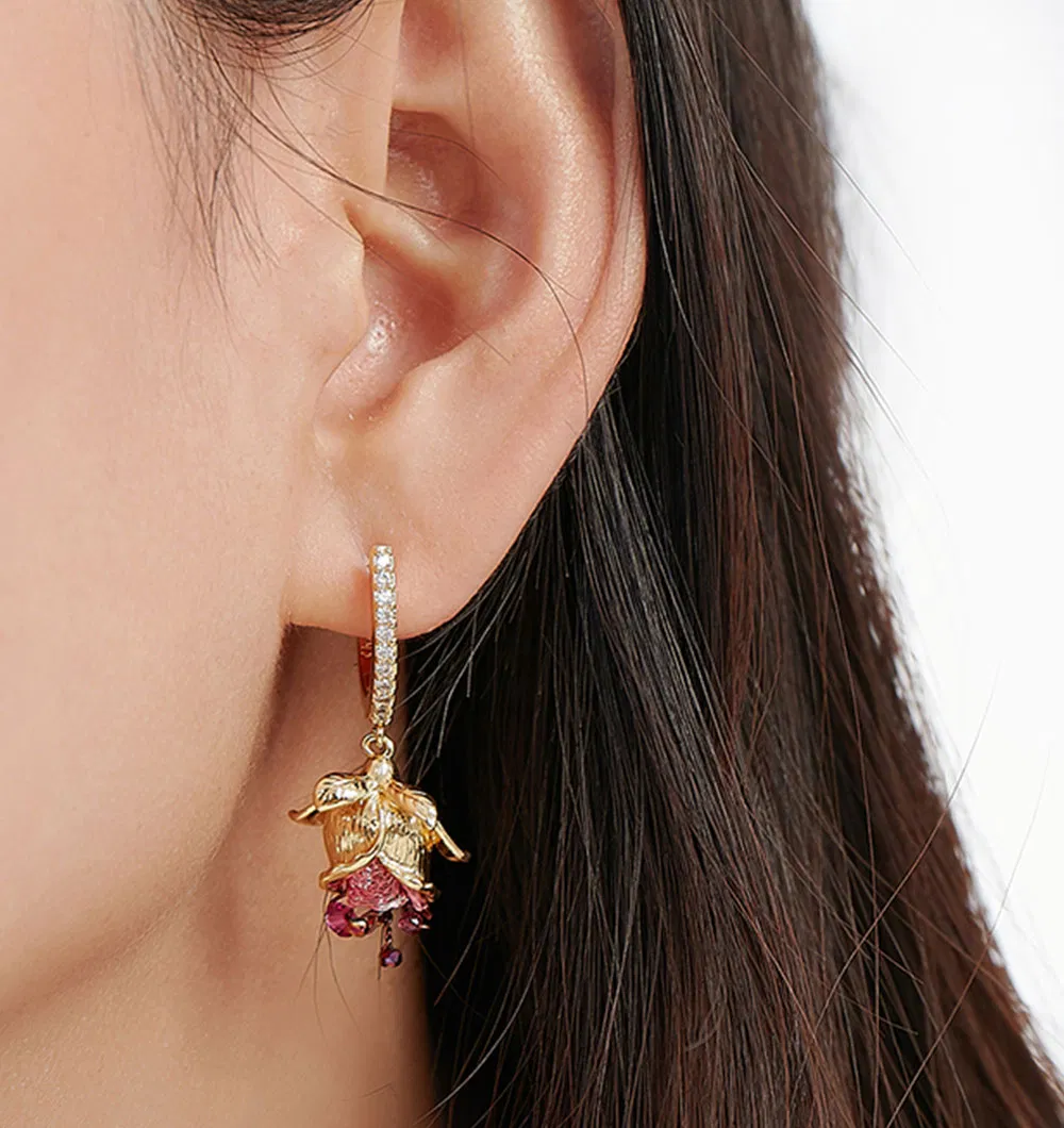 New Arrive Fashion 925sterling Silver Jewellry Creative Folwers Design Enamel Clip Earring Fashion Jewelry for Girls