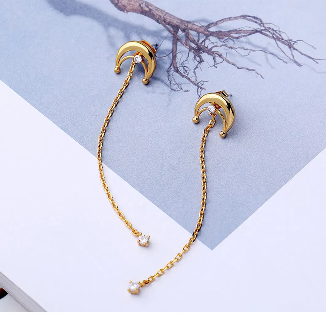 New Arrive Fashion Earring Minimalist 925 Sterling Silver Jewellery 18K Gold Plated Moon Shape Cute Earring Fashion Trendy Jewelry for Girls.