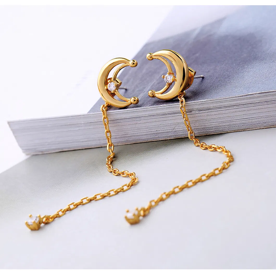 New Arrive Fashion Earring Minimalist 925 Sterling Silver Jewellery 18K Gold Plated Moon Shape Cute Earring Fashion Trendy Jewelry for Girls.