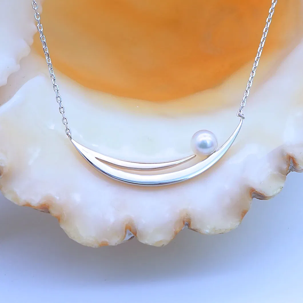 New Design Fashion Jewelry 925 Sterling Silver Shell Pearl Clavicle Chain Necklace Bar Necklace