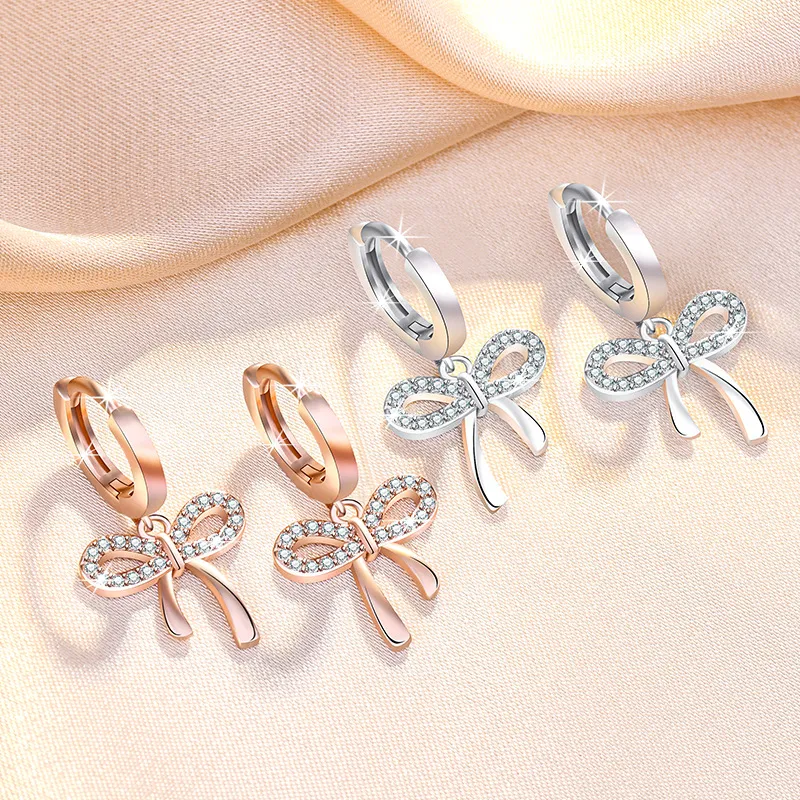 New Jewelry Korean Sweet Bowknot Women Earrings Fashion Drop Jewelry Gift