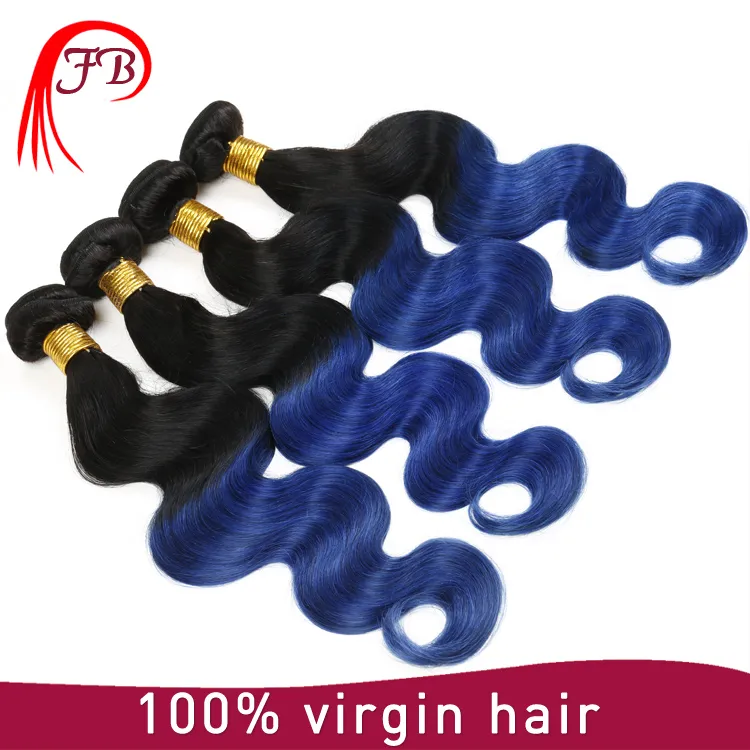 Ombre 1b Blue Color Human Hair Body Wave