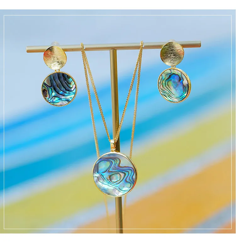 Original Design Simple Abalone Round Drop Earrings Creative Simple Geometric Stud Earrings