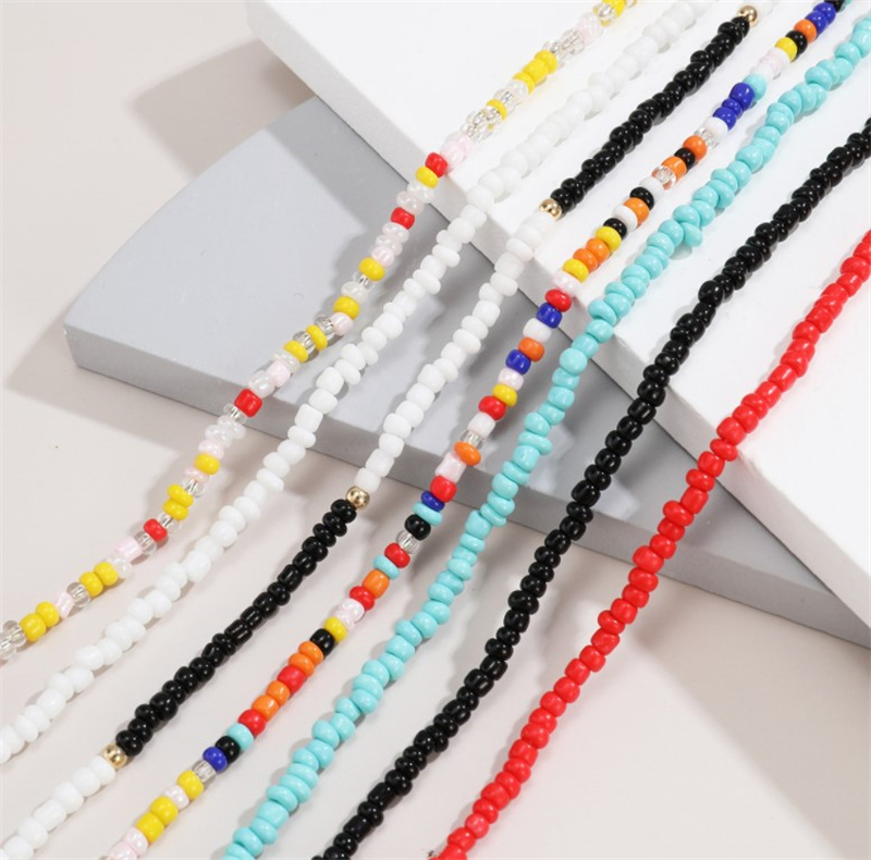 Personalized Colorful Rice Beads Clavicle Necklace New Fashion Women's Jewelry Set Multi-Layer Bohemian Necklace for Women