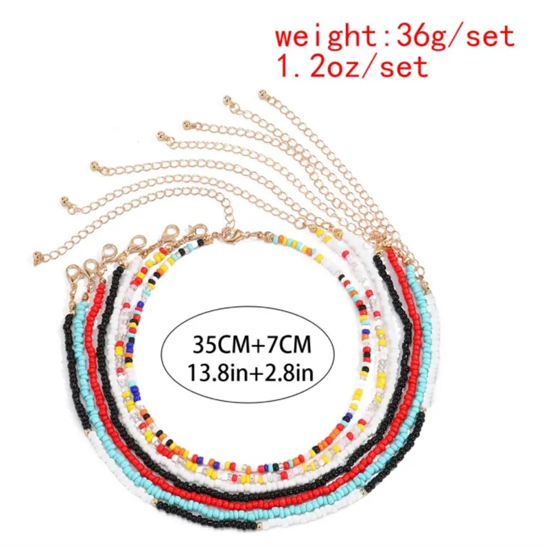 Personalized Colorful Rice Beads Clavicle Necklace New Fashion Women′s Jewelry Set Multi-Layer Bohemian Necklace for Women