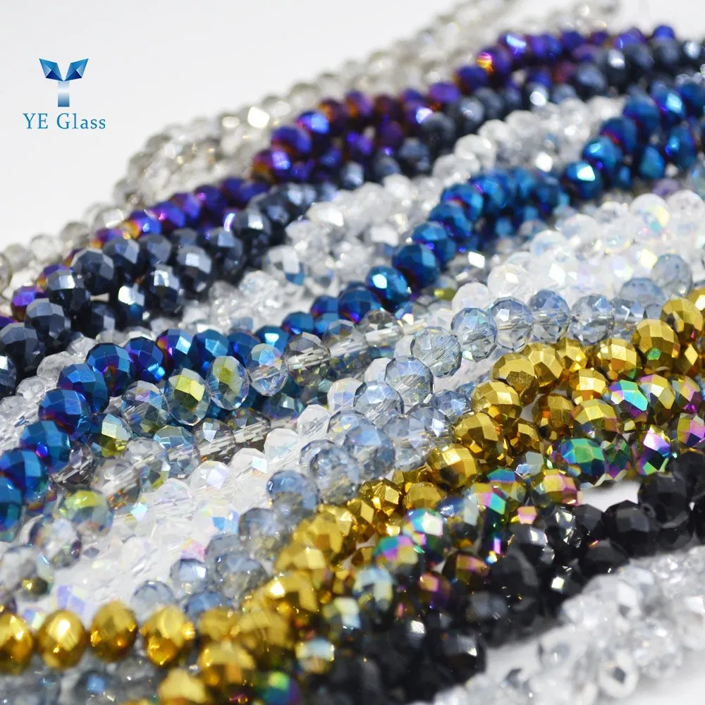 Plating Colorful Flat Round Beads Hanging Ornament Decorating Jewelry Beads