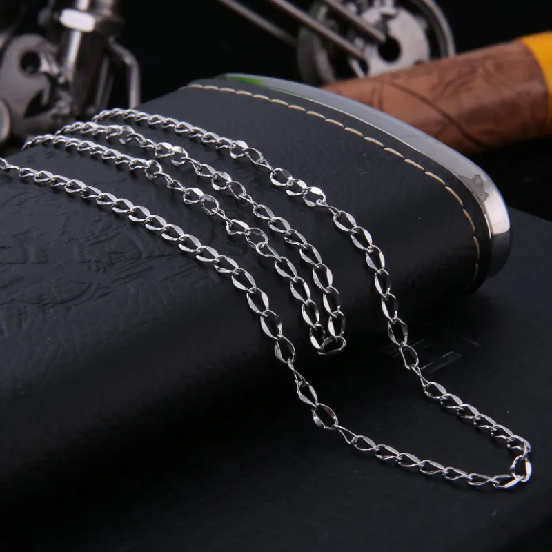 Popular Hammered Curb Chain Stainless Steel Jewelry Necklace