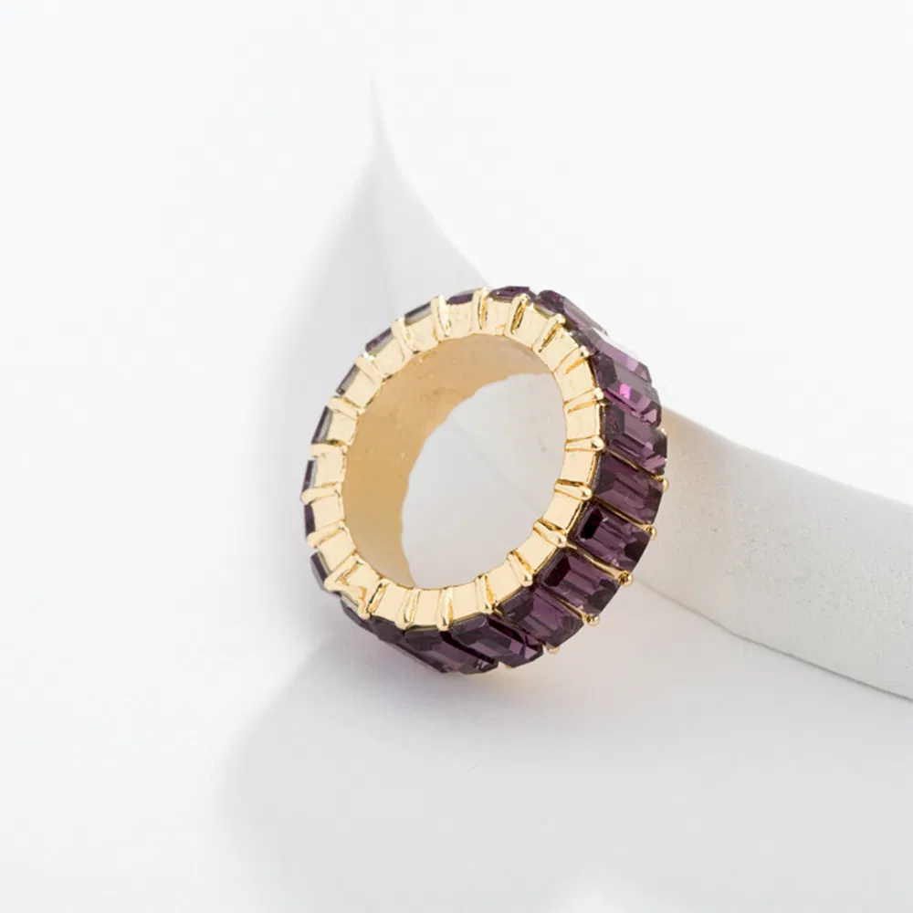 Rainbow Baguette Band Ring Stackable Eternity Band Cubic Zirconia Ring Esg11633