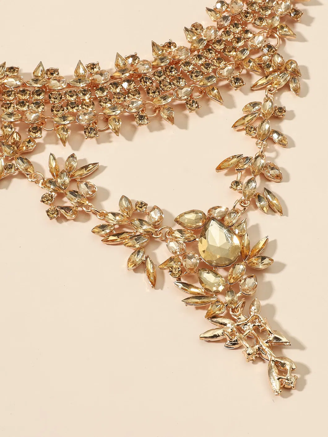 Rhinestone Zinc Alloy Rose Gold Plating Miami Cuban Link Chain Necklace Wholesale Jewelry