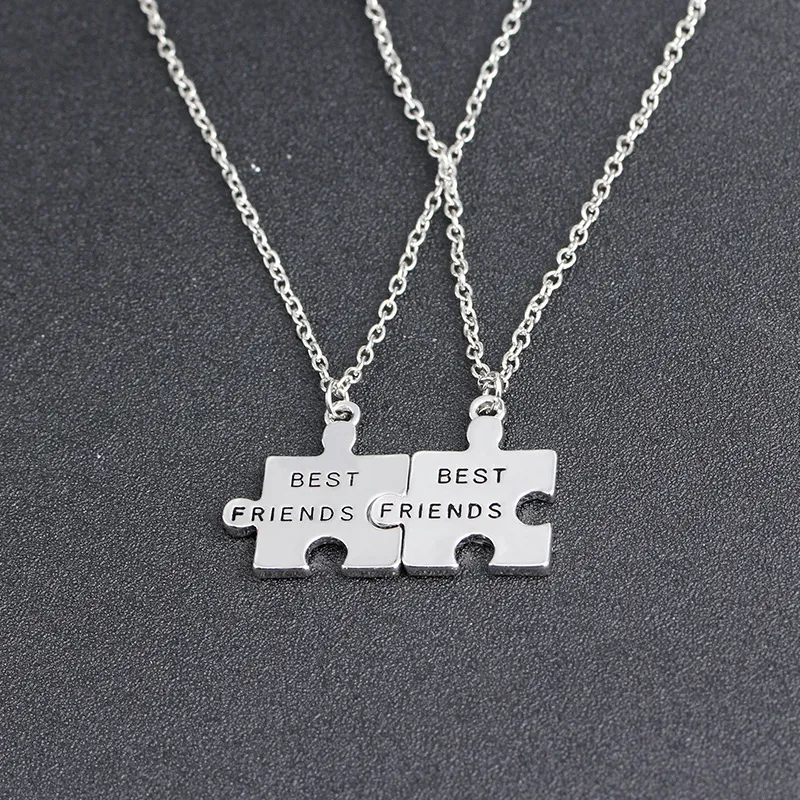 Silver Best Friends Friendship Pendant Alloy Necklace Set