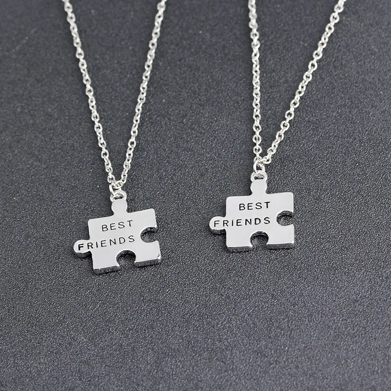 Silver Best Friends Friendship Pendant Alloy Necklace Set