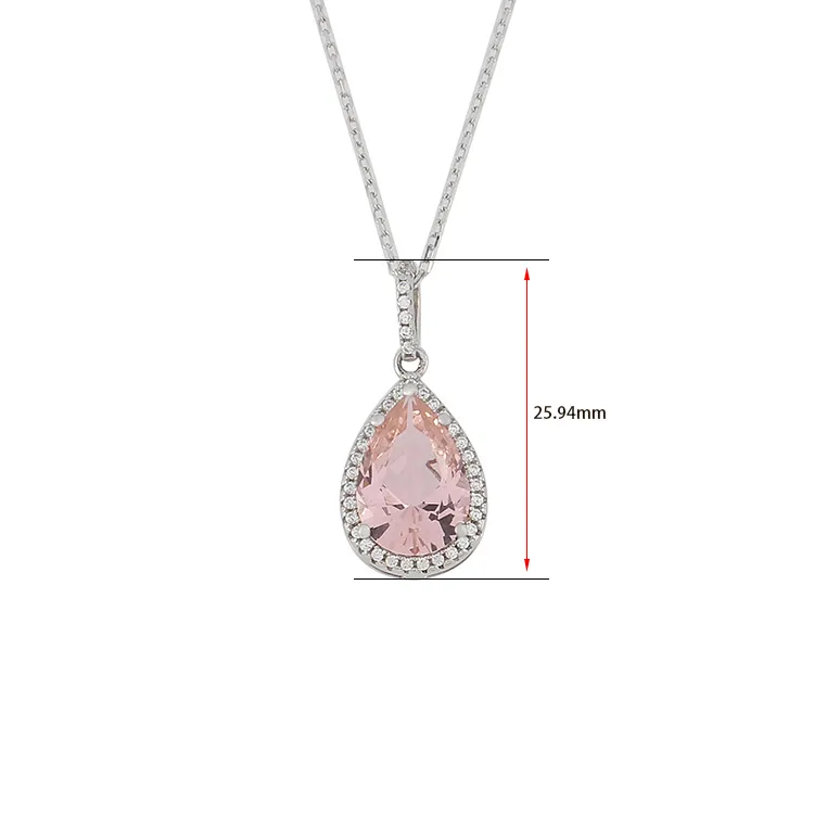 Silver Jewelry S925 Tear Drop Morganite Necklace