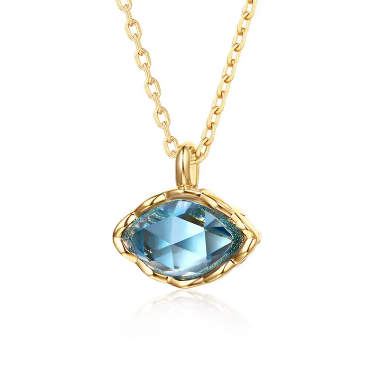 Simple Blue Topaz Women Pendant Fashion 925 Sterling Silver Gemstone Pendant