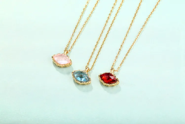 Simple Blue Topaz Women Pendant Fashion 925 Sterling Silver Gemstone Pendant