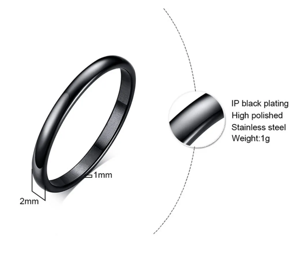 Stainless Steel Couple Smooth Plain Tail Ring Pinky 18K Ladies Titanium Steel Ring Ins Jewelry SSR2853