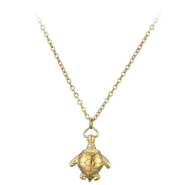 Stainless Steel Lucky Turtle Necklace Guardian Goddess Auspicious Little Turtle Female Necklace