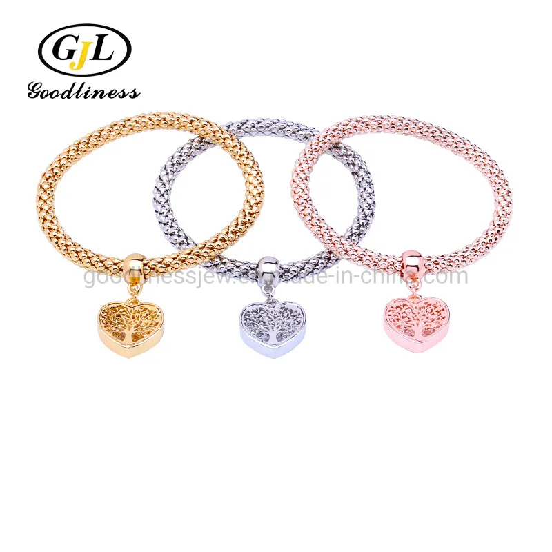 Three Colors Plating Love Heart Shape Child Pendant Character Chain Set Bracelet Jewelry