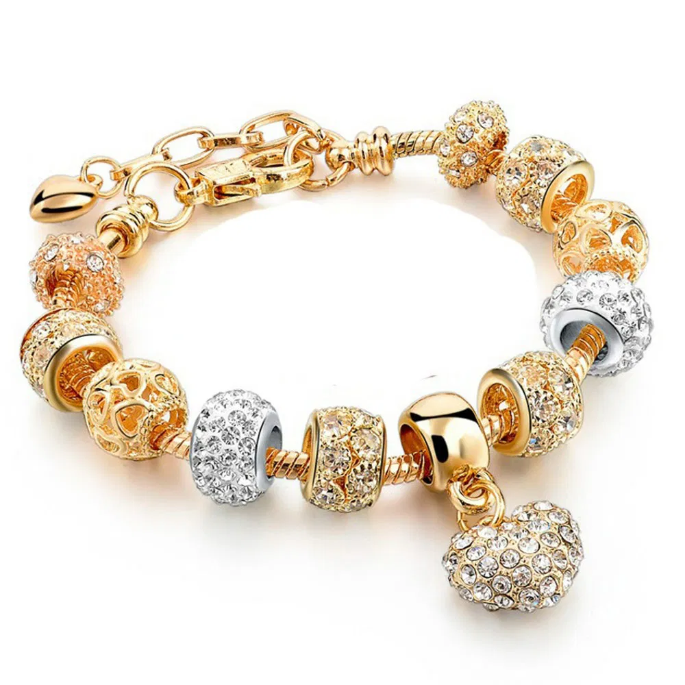 Top Sale Fine Bracelet Gold Plated Crown Charm Gold Charm Bracelet Jewelry