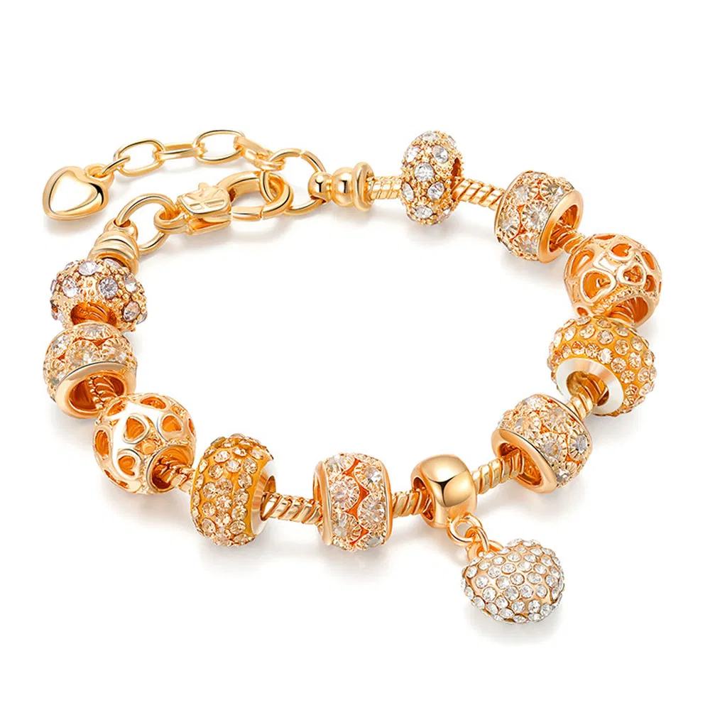 Top Sale Fine Bracelet Gold Plated Crown Charm Gold Charm Bracelet Jewelry