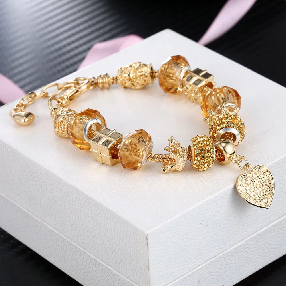 Top Sale Fine Bracelet Gold Plated Crown Charm Gold Charm Bracelet Jewelry