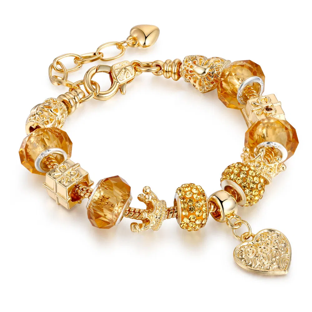 Top Sale Fine Bracelet Gold Plated Crown Charm Gold Charm Bracelet Jewelry