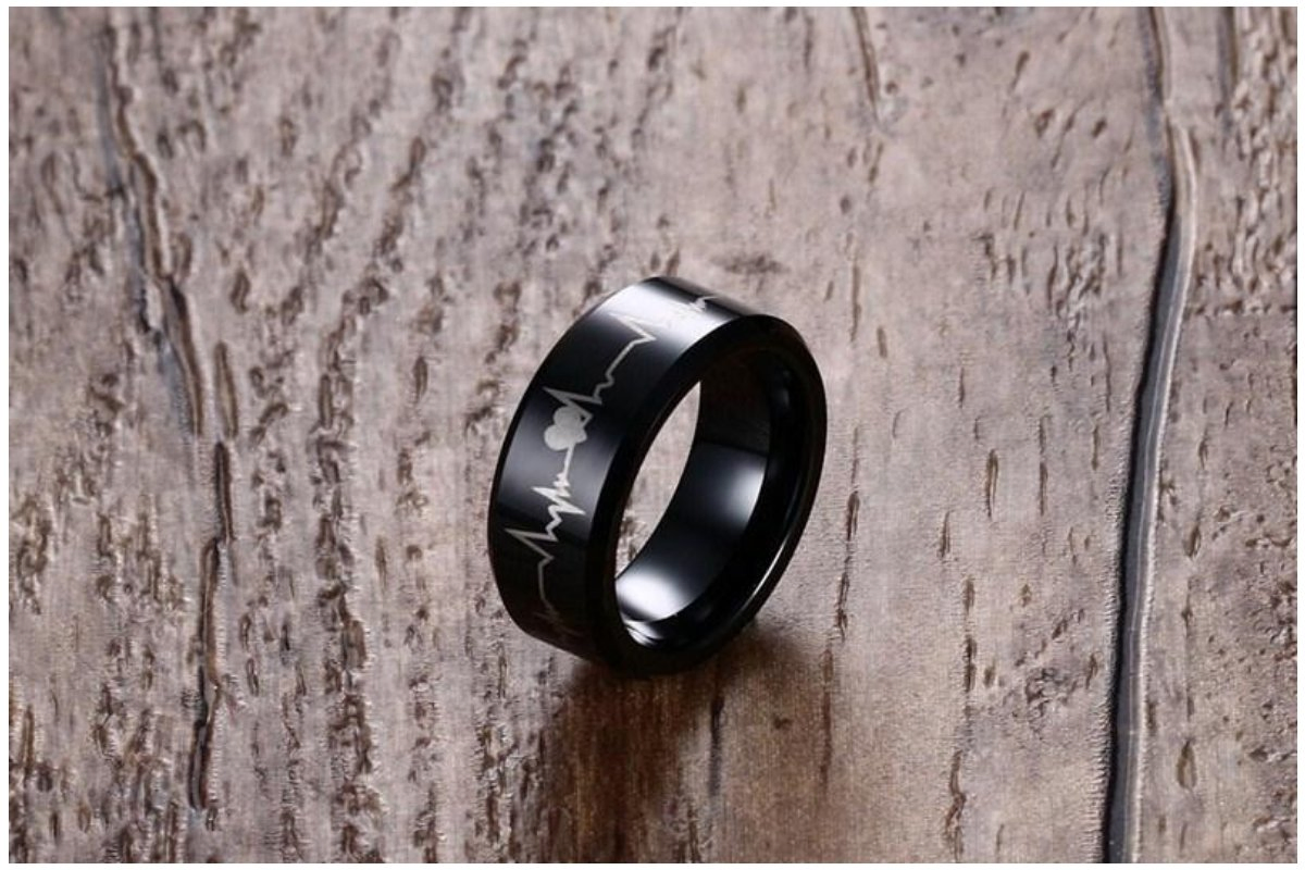 Tungsten Gold Rings Electrocardiographic Style Ring Men's Ring Korean Style Men's Domineering Ring