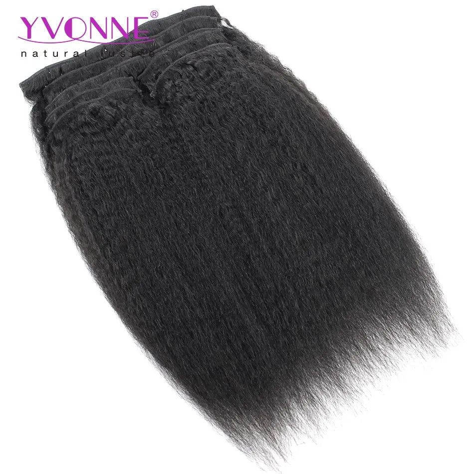 Unprocessed Brazilian Virgin Hair Kinky Straight Clip in Hair Extensions