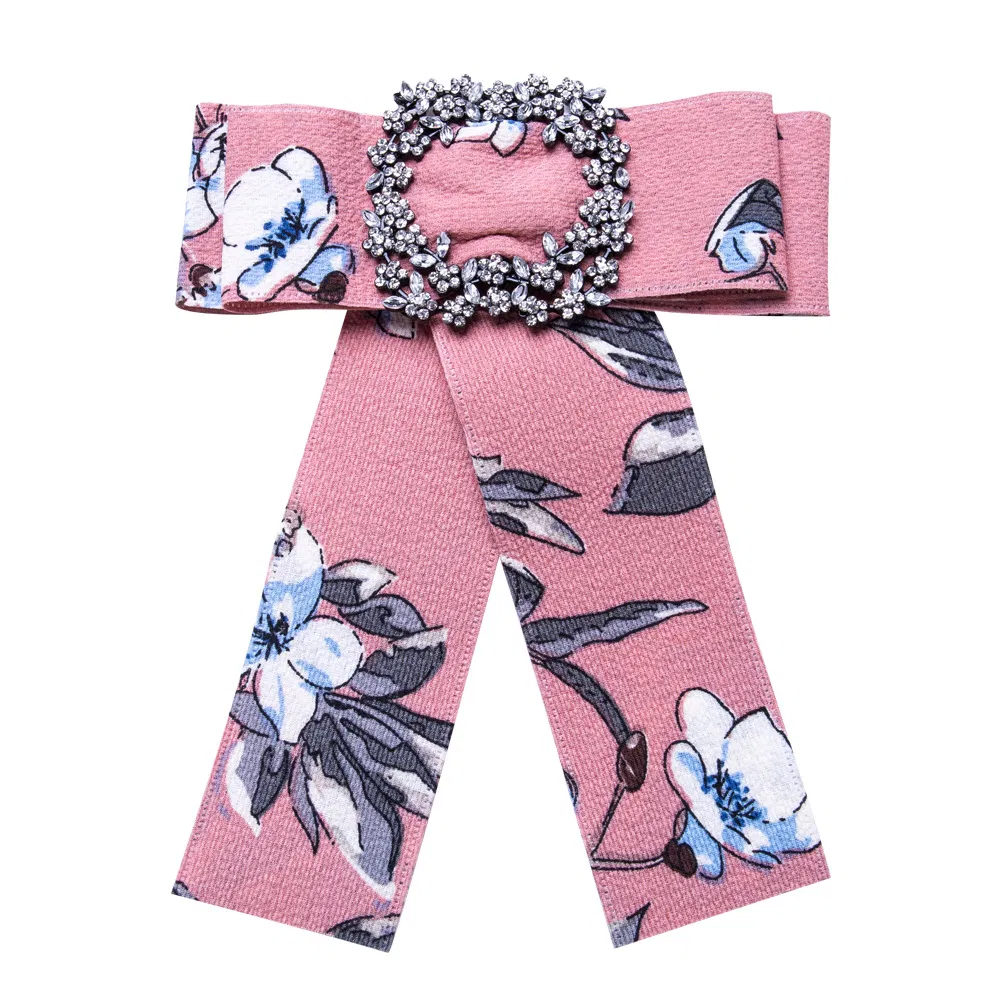 Vintage Bowknot Brooch Women Shirt Bow Tie College Wind Collar Needle Ribbons Fabric Corsage Brooches