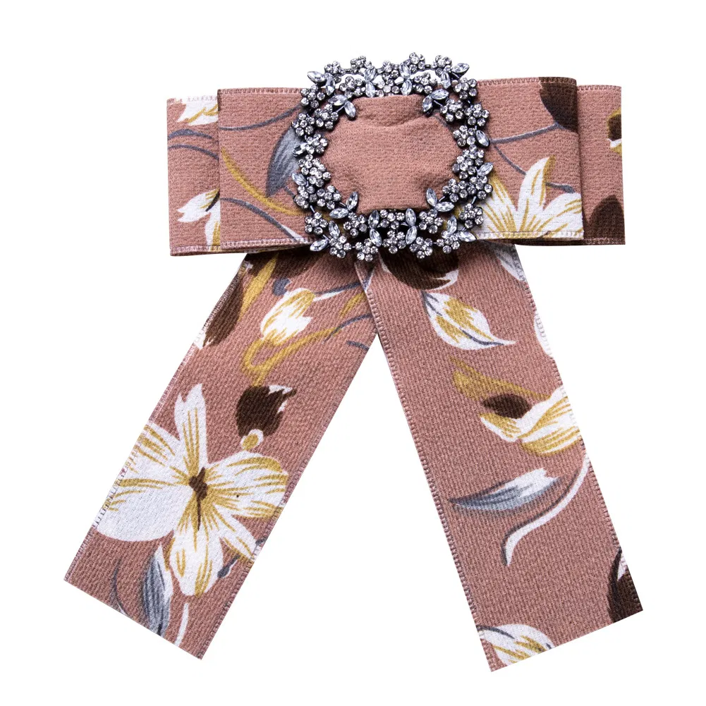 Vintage Bowknot Brooch Women Shirt Bow Tie College Wind Collar Needle Ribbons Fabric Corsage Brooches