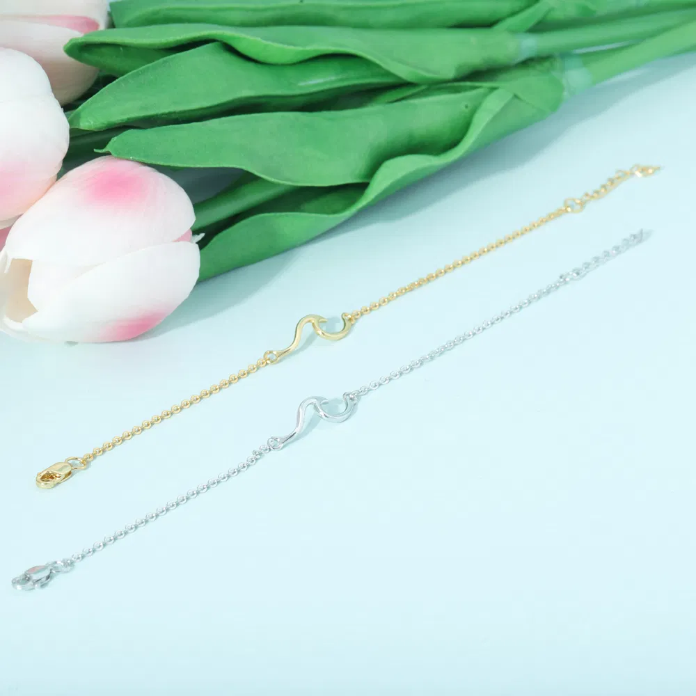 Wave Sterling Silver Bracelet for Women Gold Plated