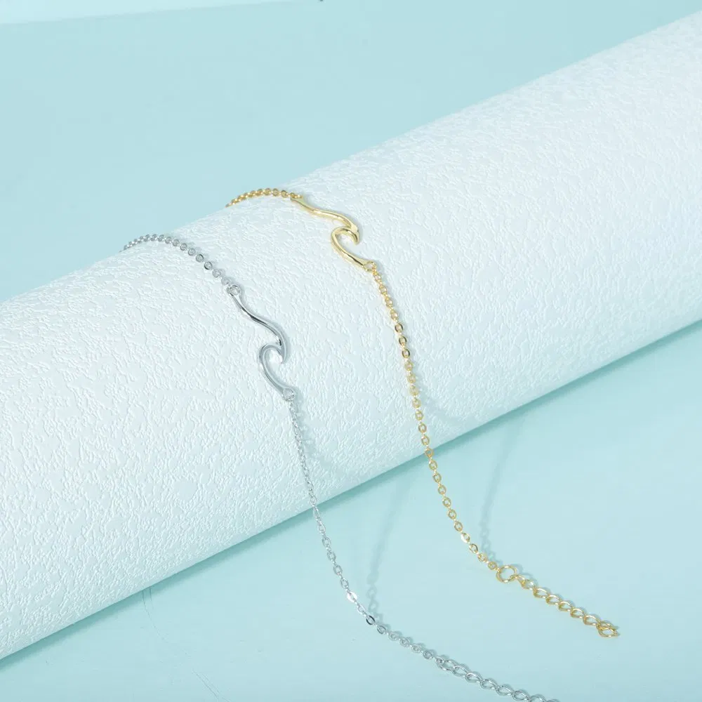Wave Sterling Silver Bracelet for Women Gold Plated