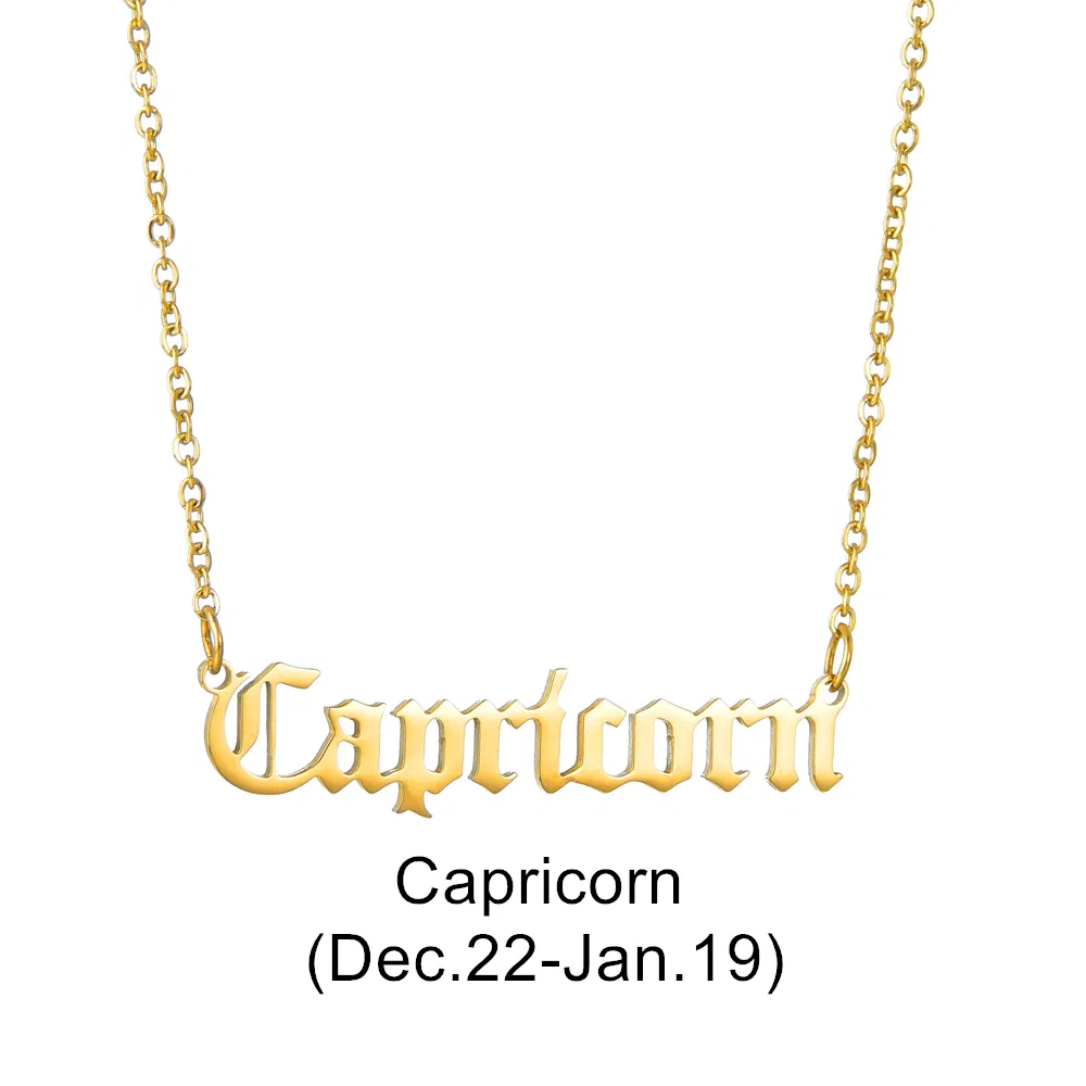 Wholesale Custom 12 Constellation Astrology Horoscope Star Jewelry 18K Gold Plated Stainless Steel Zodiac Sign Pendant Necklace