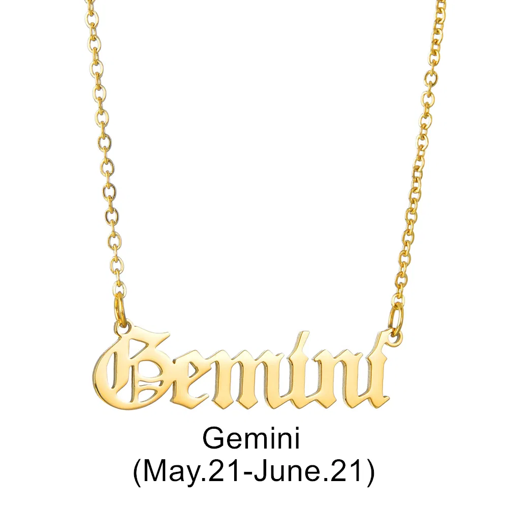 Wholesale Custom 12 Constellation Astrology Horoscope Star Jewelry 18K Gold Plated Stainless Steel Zodiac Sign Pendant Necklace