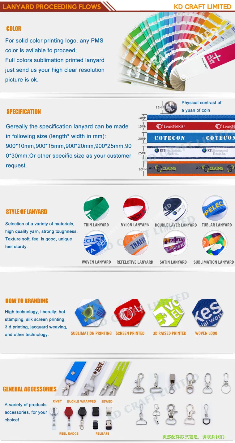 Wholesale Customized Logo Tubular Screen Printed Lanyard with Reel Badge From China