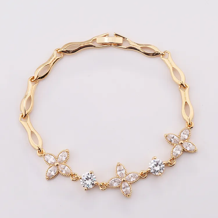 Wholesale Mexican Popular Cubic Zircon 18K Gold Plated Friendship New Fashion Bracelets for Young People Jewelry