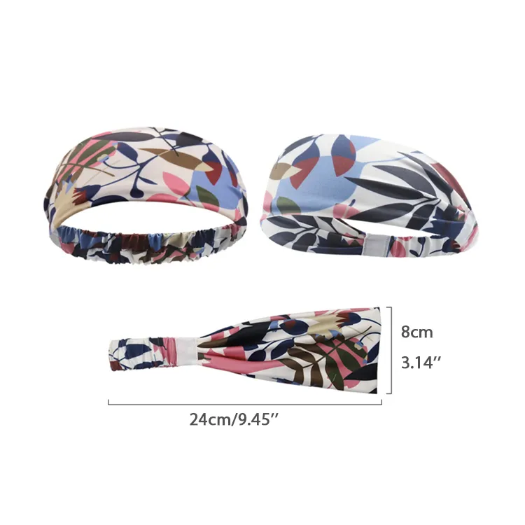 Wholesale Multicolored Pattern Gym Sweatband Stretchy Moisture Wicking Headband, Customzied Logo Unisex Sports Hairband