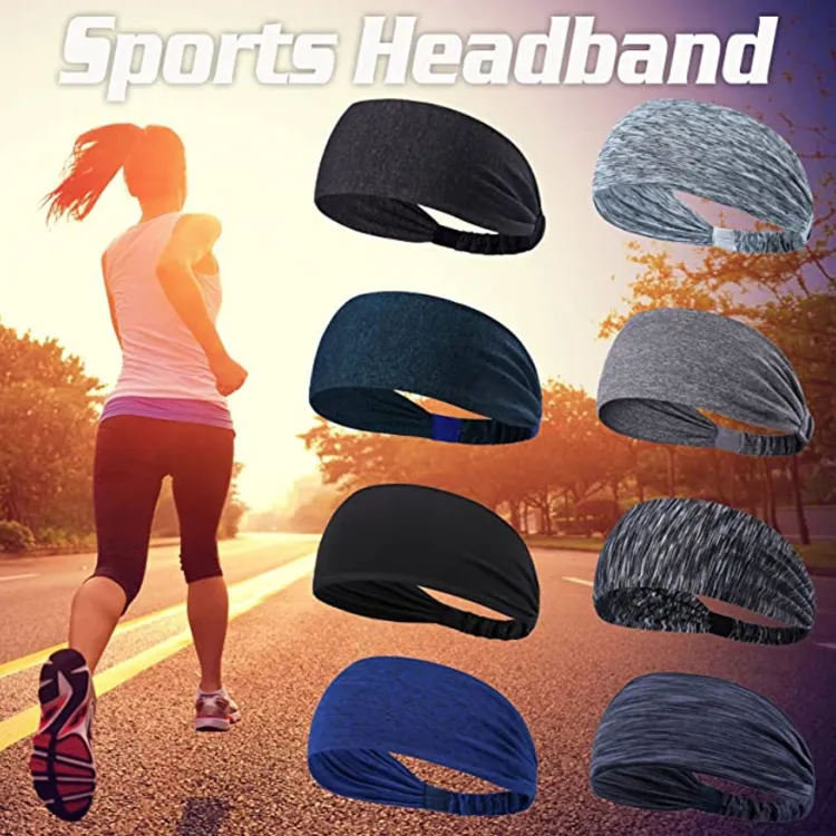 Wholesale Multicolored Pattern Gym Sweatband Stretchy Moisture Wicking Headband, Customzied Logo Unisex Sports Hairband