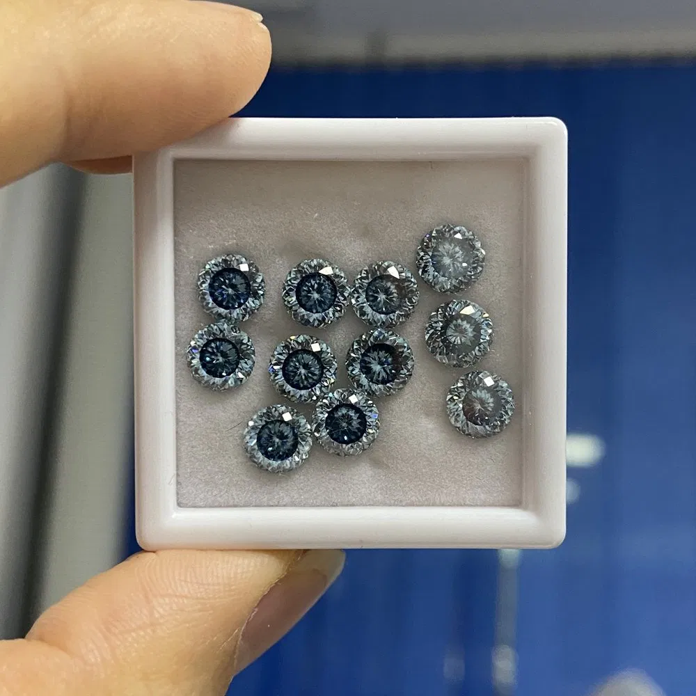 Wholesale New Color 2 Carat Loose Moissanite Round 8 mm Dark Blue Moissanite Diamond