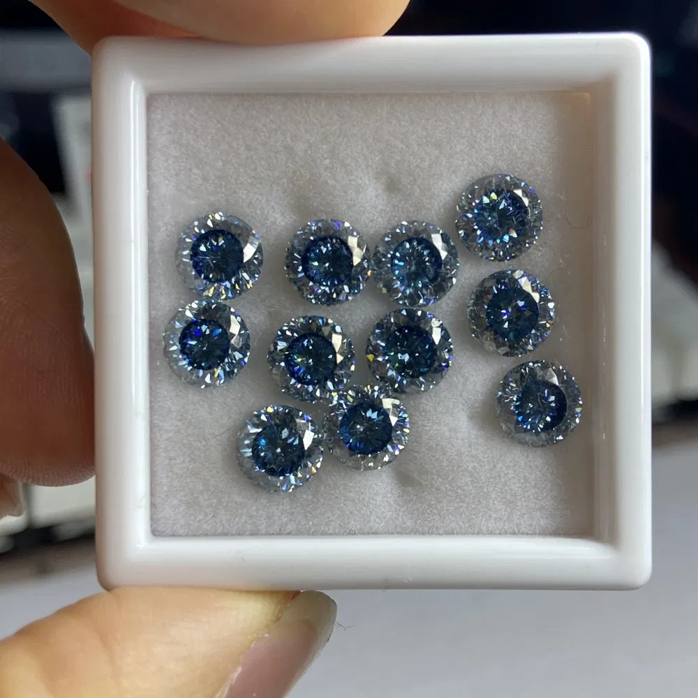 Wholesale New Color 2 Carat Loose Moissanite Round 8 mm Dark Blue Moissanite Diamond