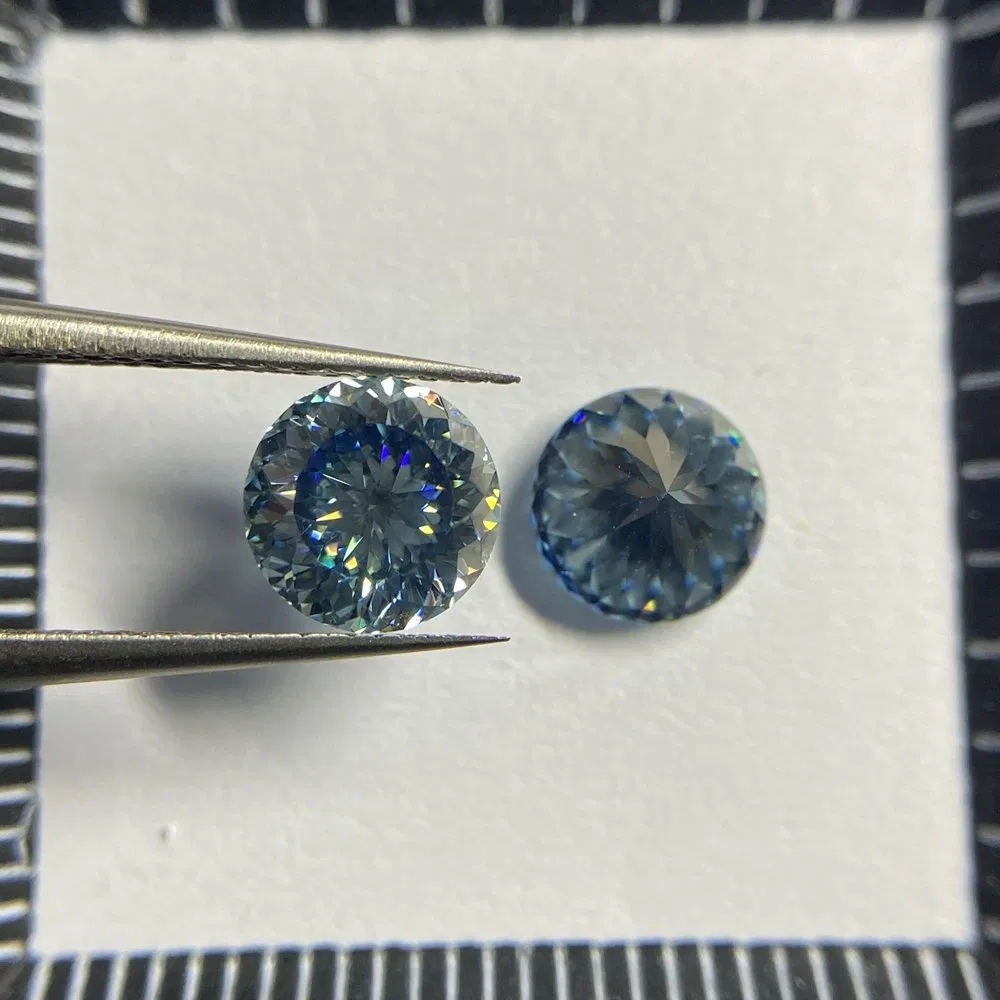 Wholesale New Color 2 Carat Loose Moissanite Round 8 mm Dark Blue Moissanite Diamond