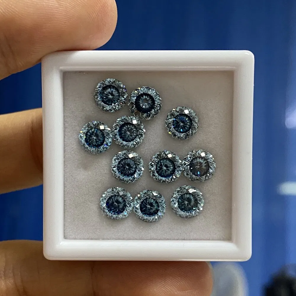 Wholesale New Color 2 Carat Loose Moissanite Round 8 mm Dark Blue Moissanite Diamond